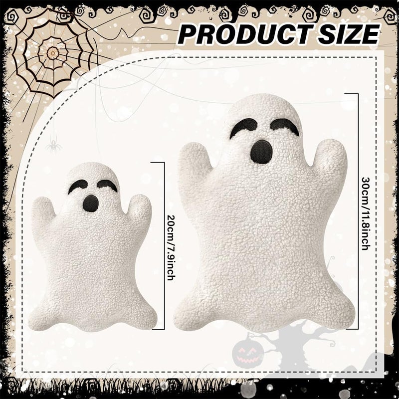 Allorry Ghost Pillow,Ghost Decor,Halloween Pillows Set of 2 Cute Ghost Indoor Decorative Throw Pillow Ghost Plush Pillows for Halloween Decorative Home Sofa Bed Ghost Decor Cushion(7.9 Inch) - Image 3